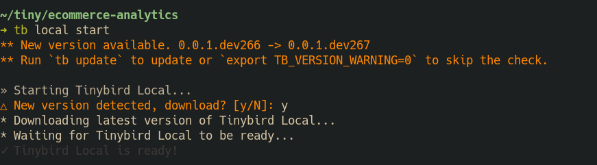 New Tinybird version available
