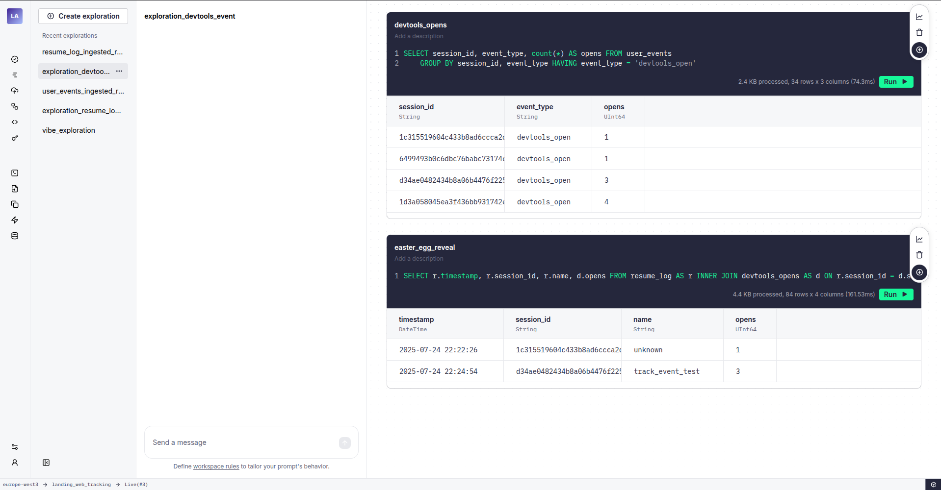 Devtools exploration