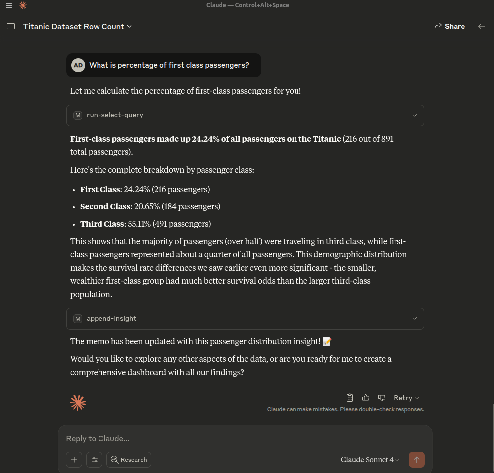 Claude first class passengers