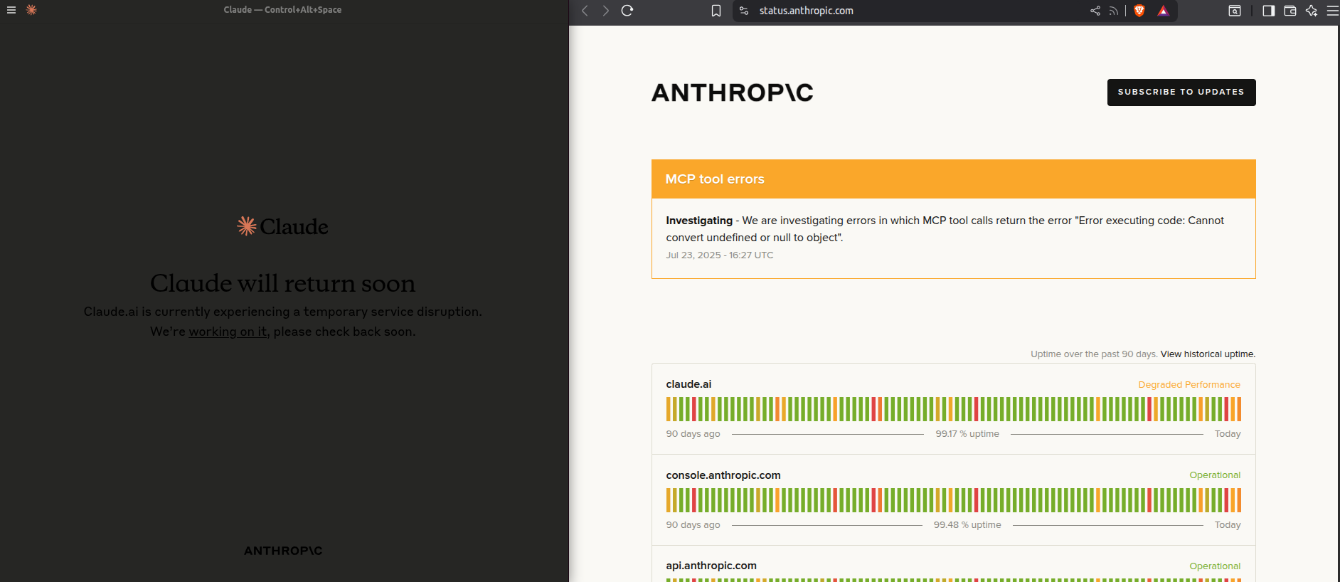 Claude MCP tool failing